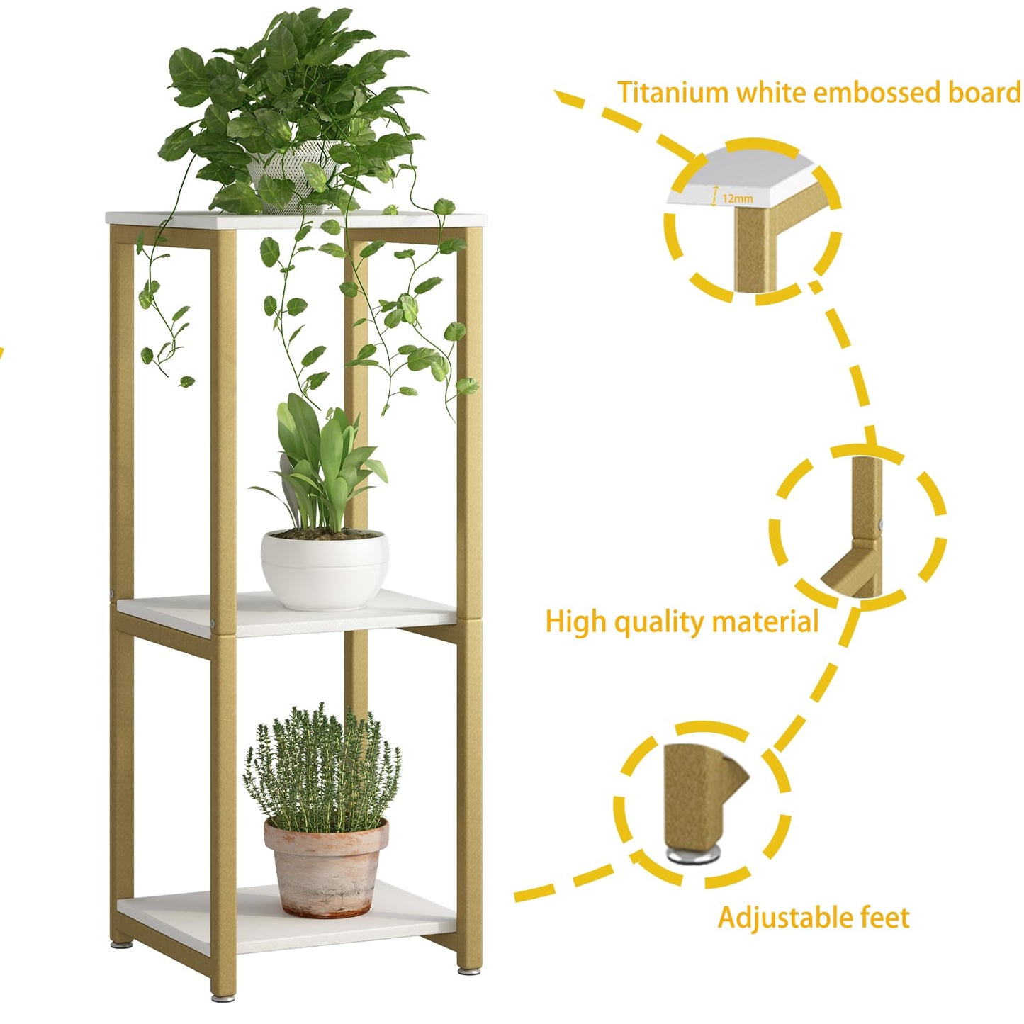 Linzinar 31.6" Tall Plant Stands Indoor 3- Tier Modern Corner Plant Stand Rack