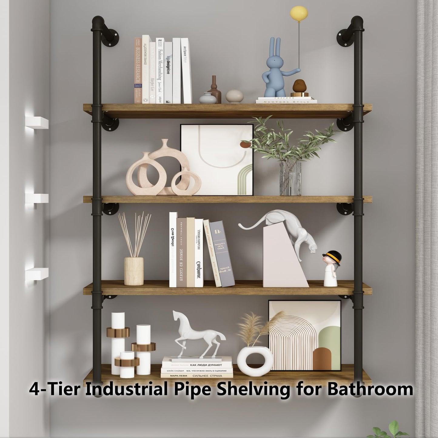 Linzinar 4 Tier Floating Shelves Wall Shelf Bathroom Shelving Mounted