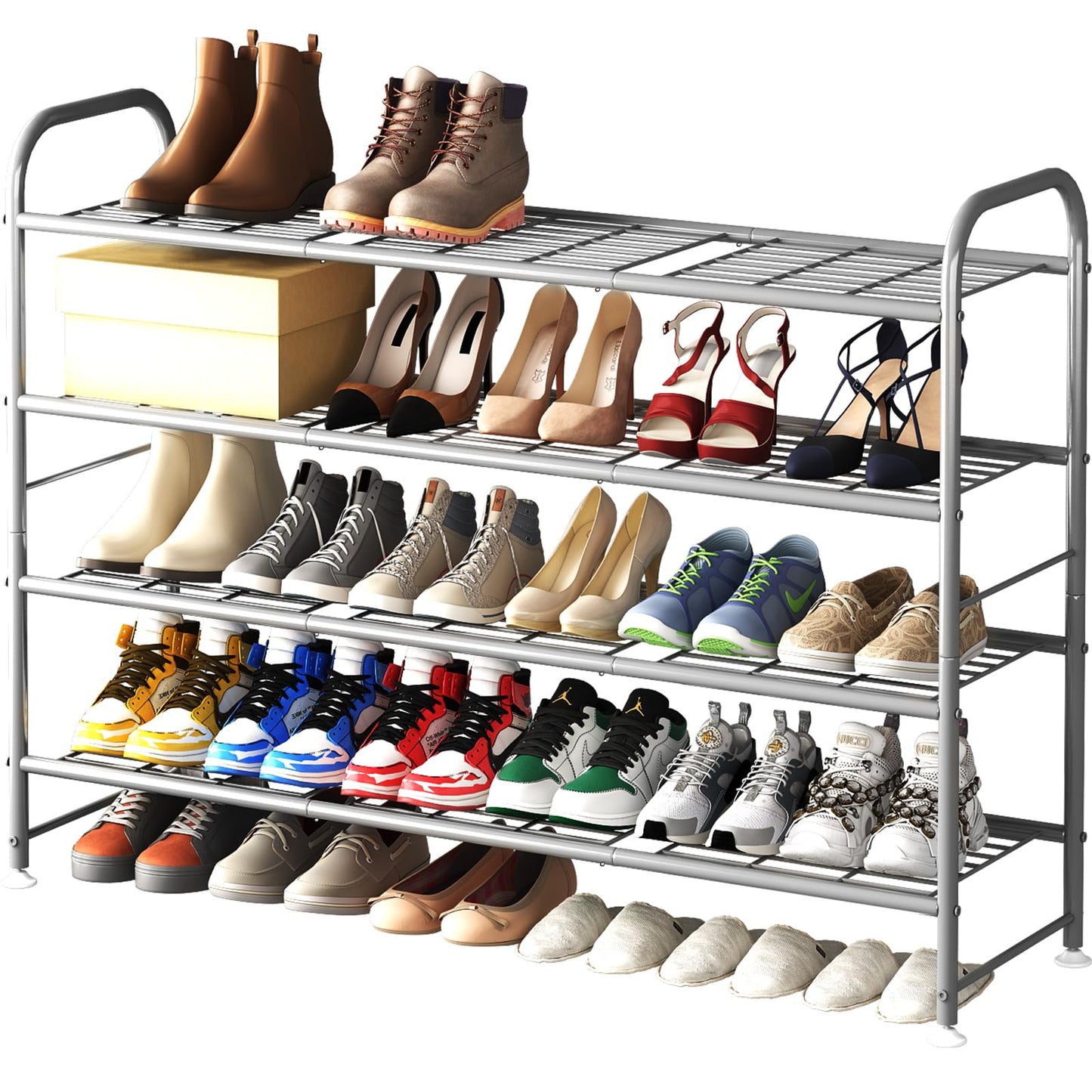 Linzinar Shoe Rack 4 Tier Storage Organizer for Closet Entryway Metal