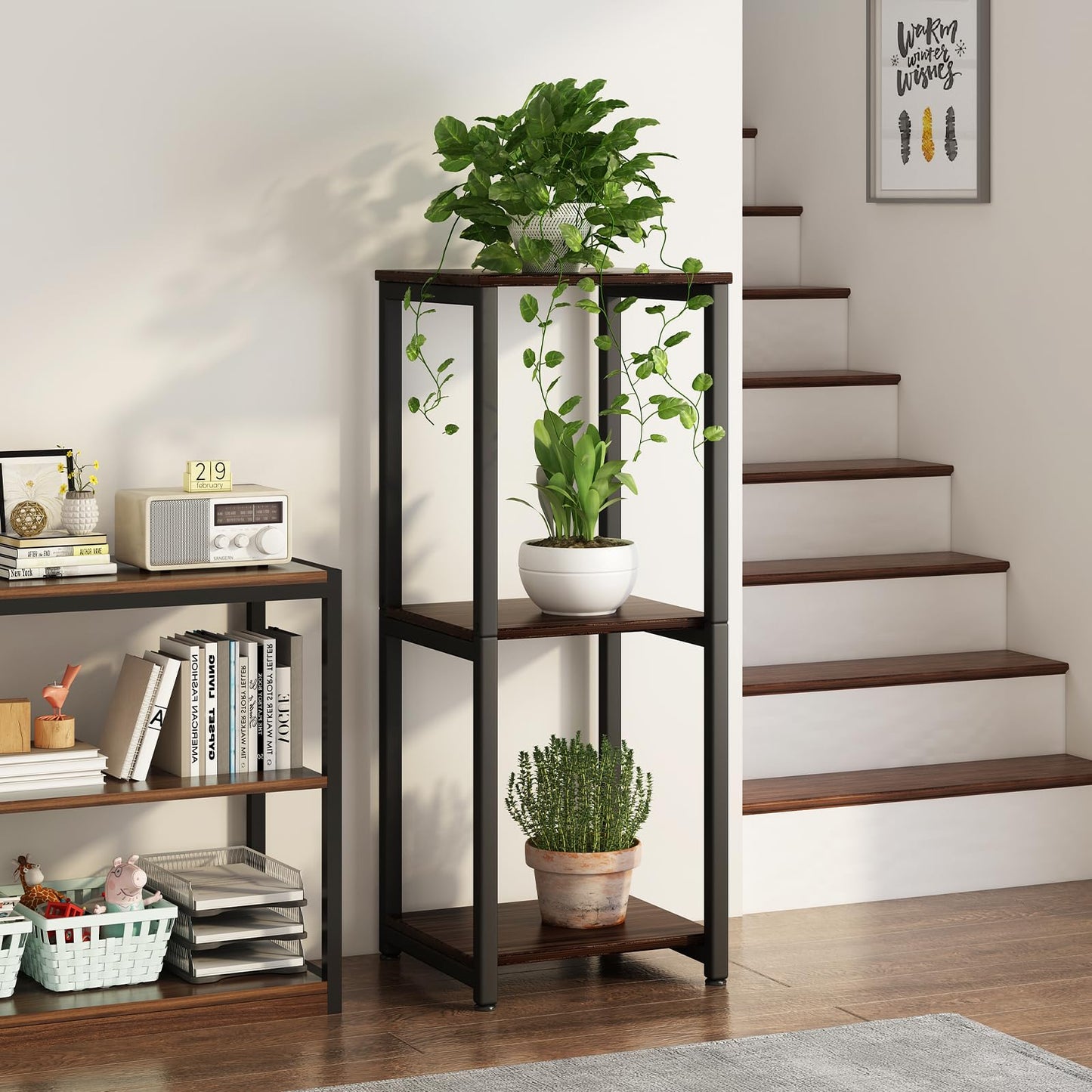 Linzinar 31.6" Tall Plant Stands Indoor 3- Tier Modern Corner Plant Stand Rack