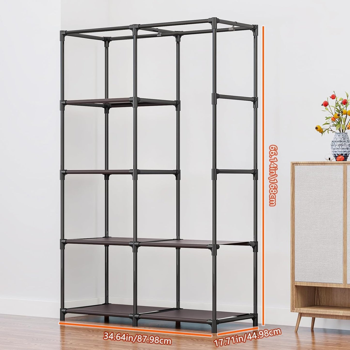 Linzinar 34 Inch Portable Closet Wardrobe Organizer Storage with Cover Non-Woben