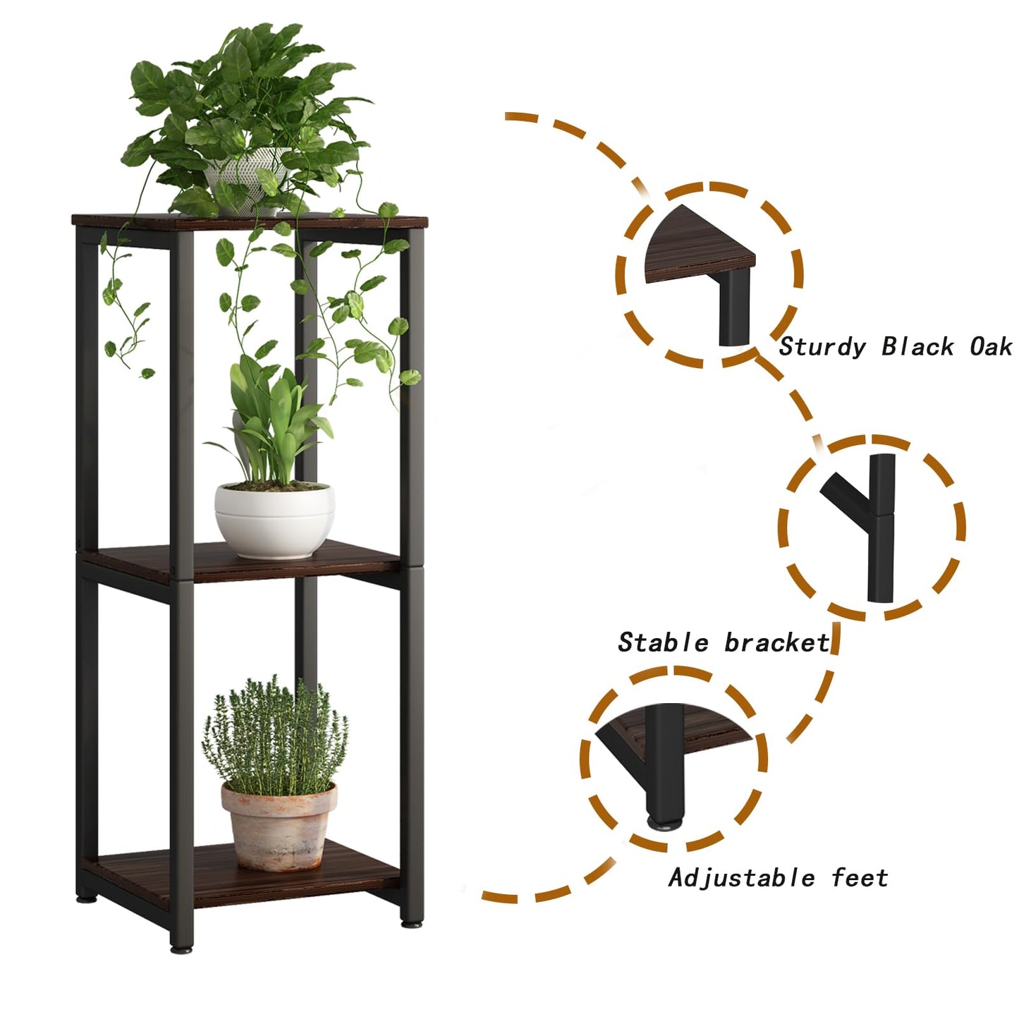 Linzinar 31.6" Tall Plant Stands Indoor 3- Tier Modern Corner Plant Stand Rack