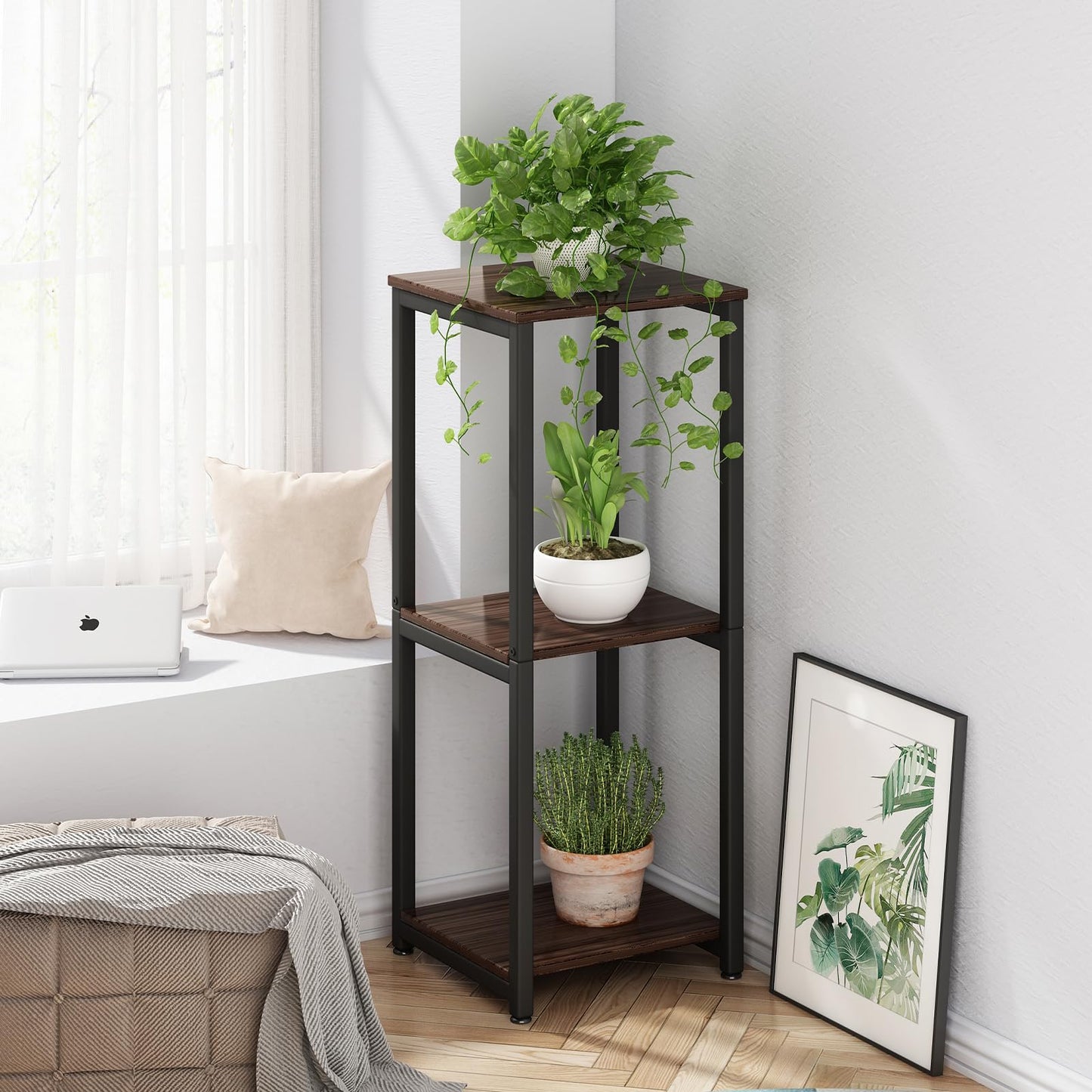 Linzinar 31.6" Tall Plant Stands Indoor 3- Tier Modern Corner Plant Stand Rack