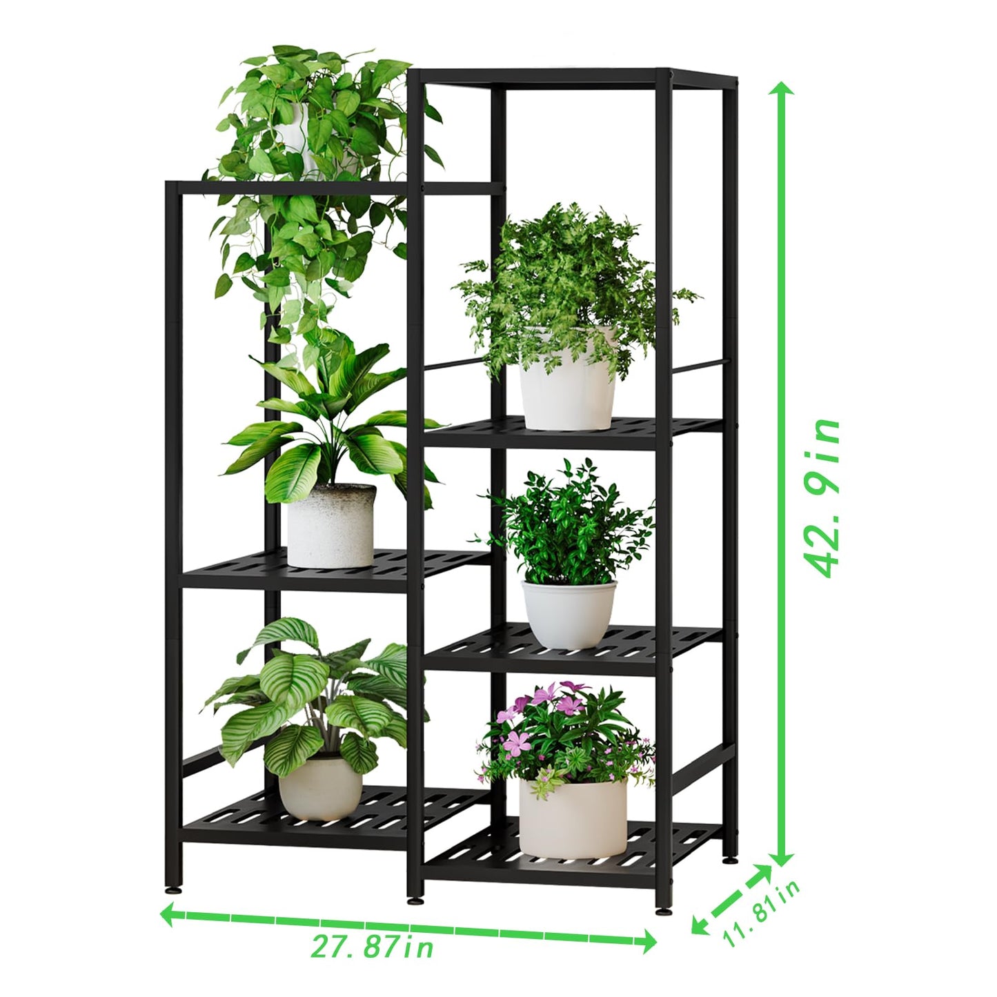 Linzinar 4 Tiers 7 Potted Plant Stand Indoor Outdoor Metal Plant Shelf