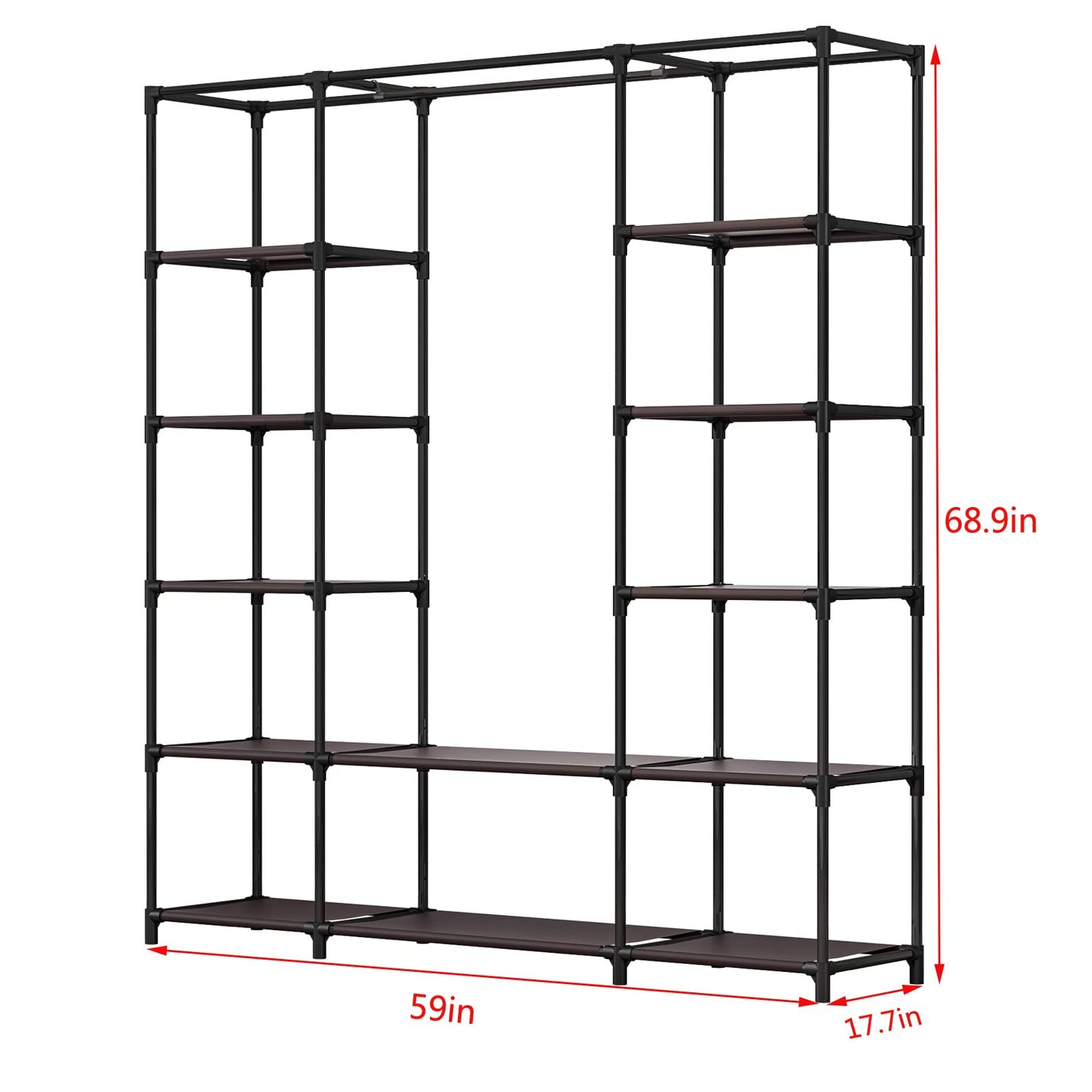 Linzinar 59 Inch Portable Closet Wardrobe Organizer Storage with Cover Non-Woben