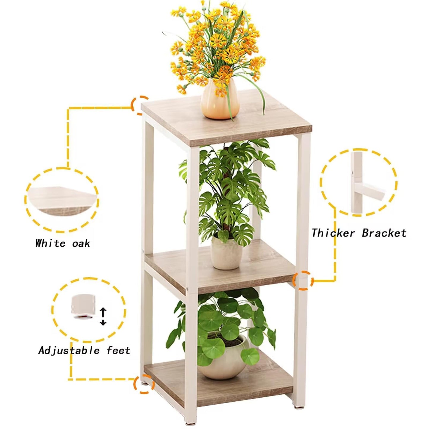 Linzinar 31.6" Tall Plant Stands Indoor 3- Tier Modern Corner Plant Stand Rack