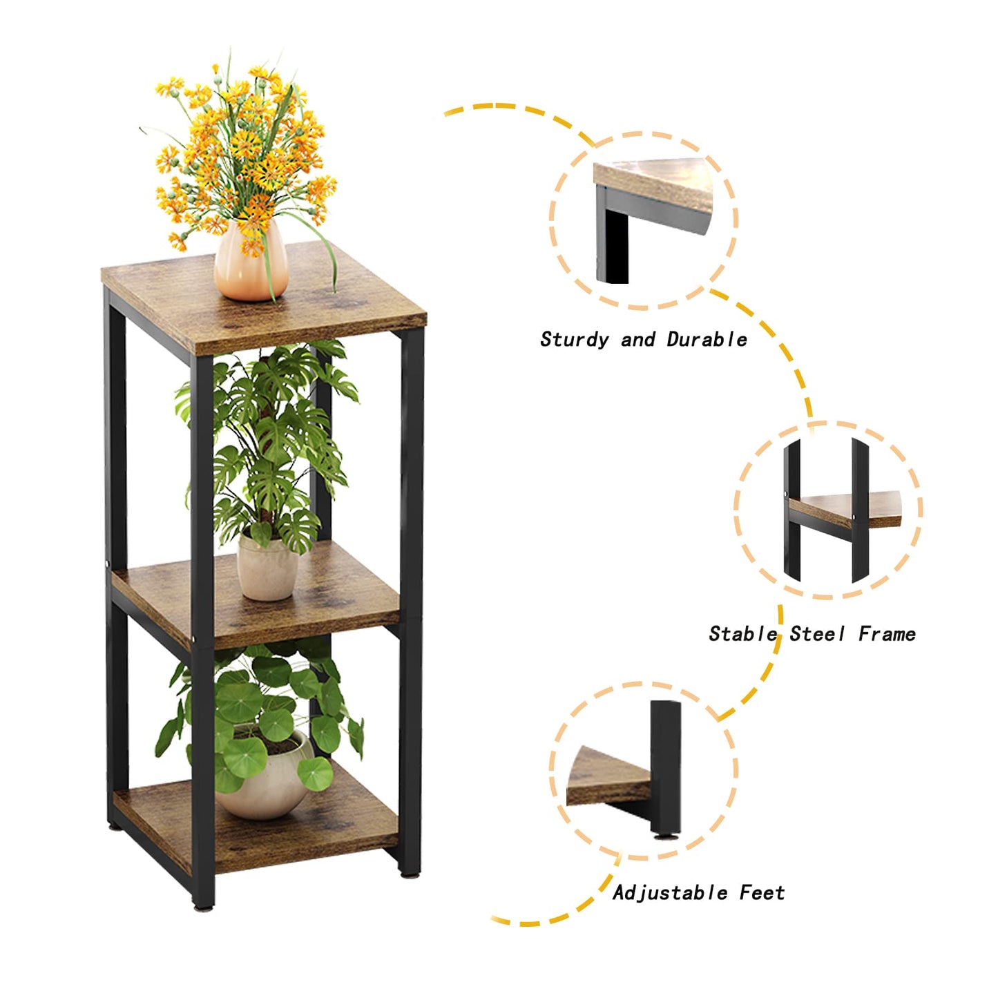 Linzinar 31.6" Tall Plant Stands Indoor 3- Tier Modern Corner Plant Stand Rack