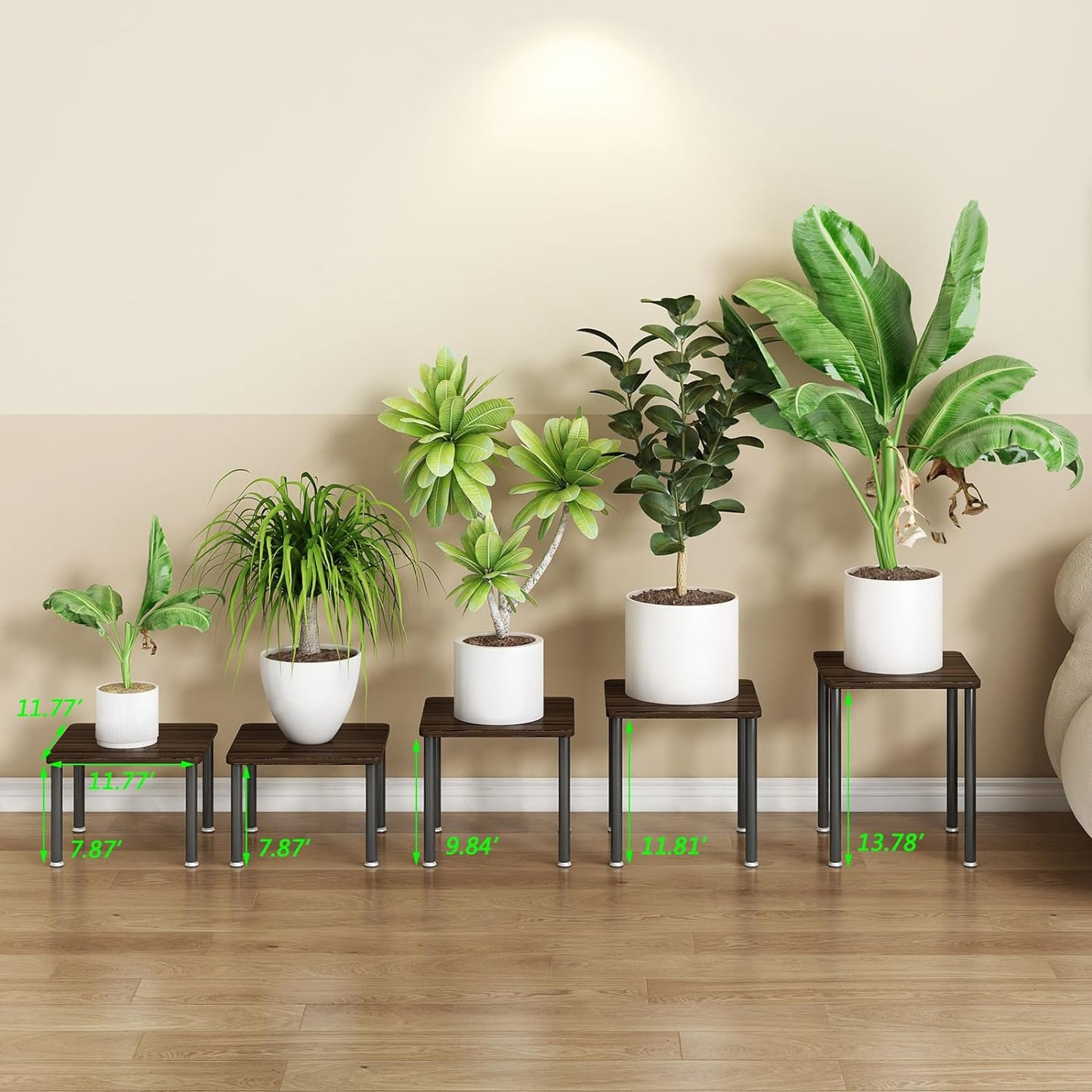 Linzinar Plant Stand Indoor 5 Pack Metal Shelf Corner Display Rack