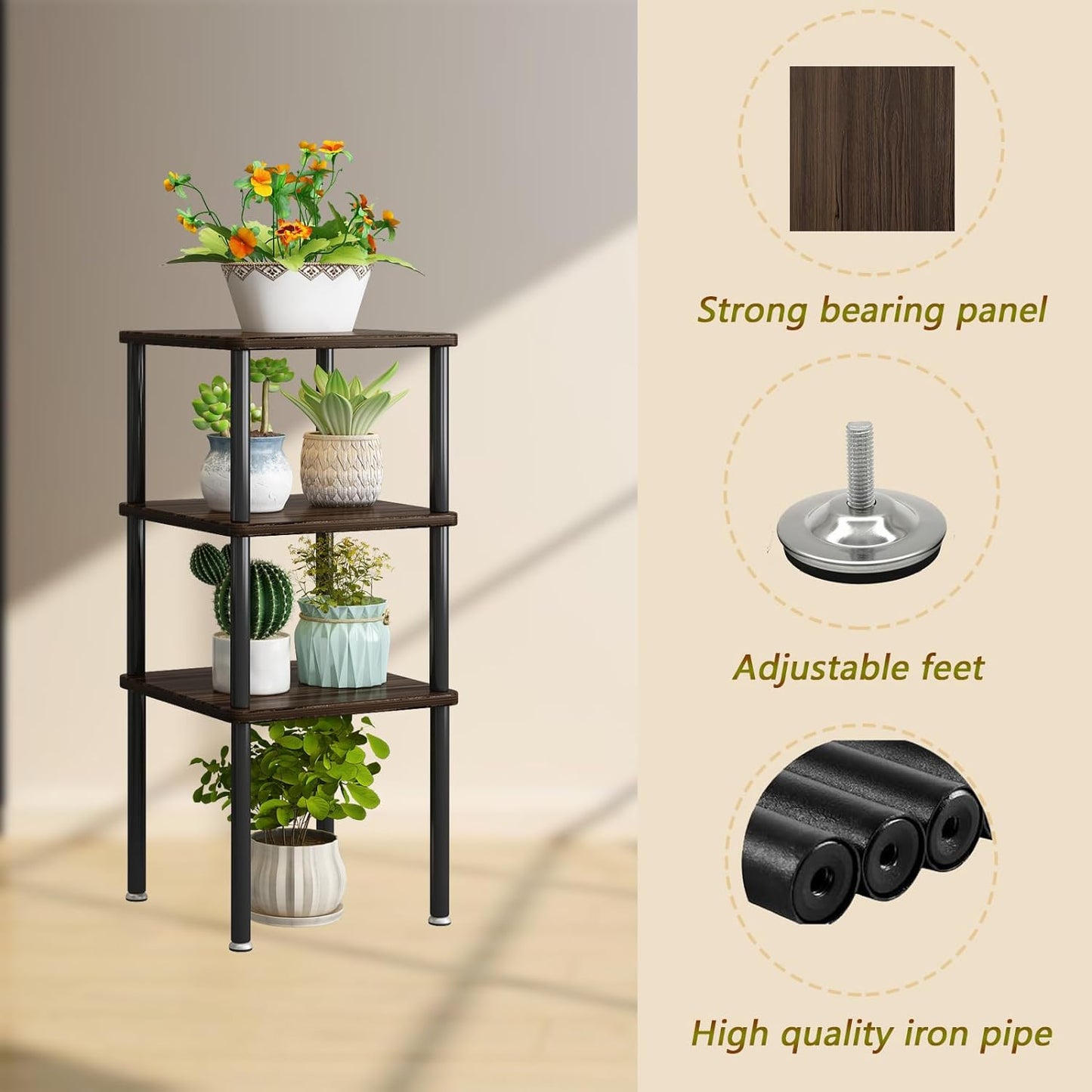 Linzinar Plant Stand Indoor 5 Pack Metal Shelf Corner Display Rack