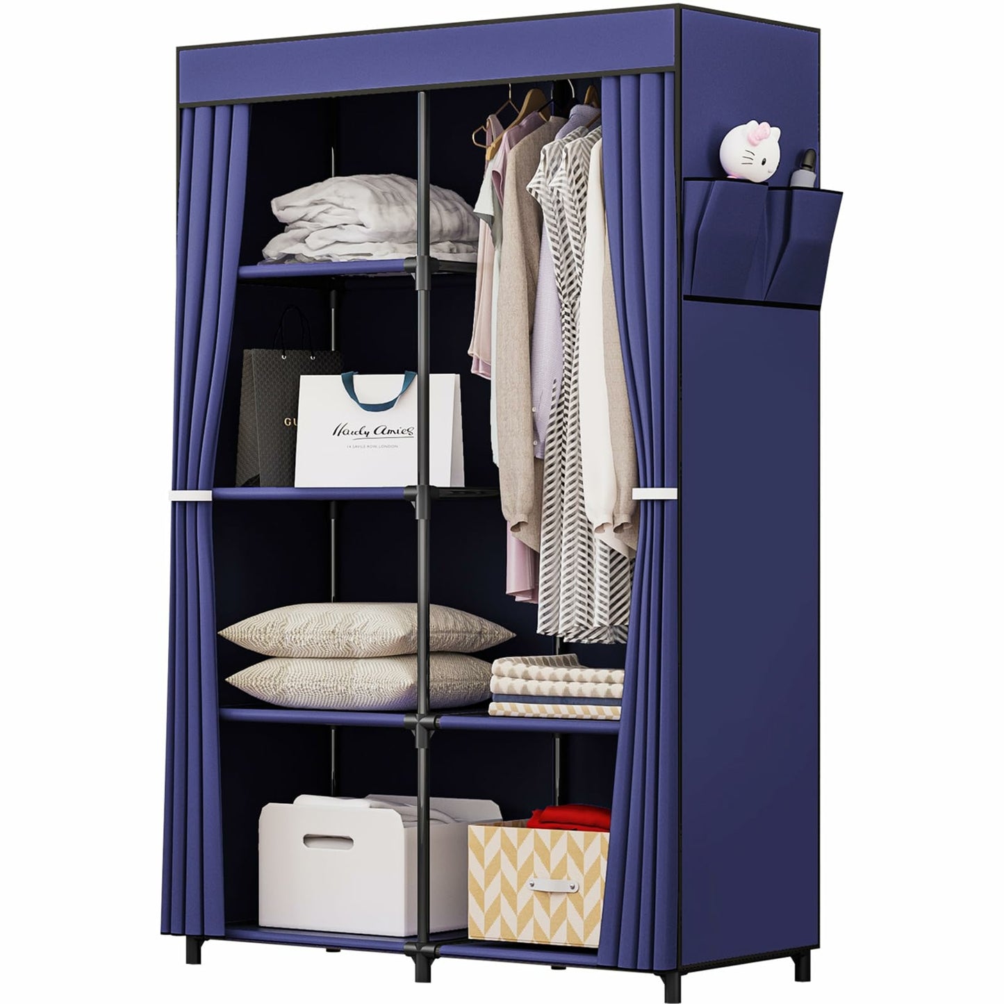 Linzinar 34 Inch Portable Closet Wardrobe Organizer Storage with Cover Non-Woben