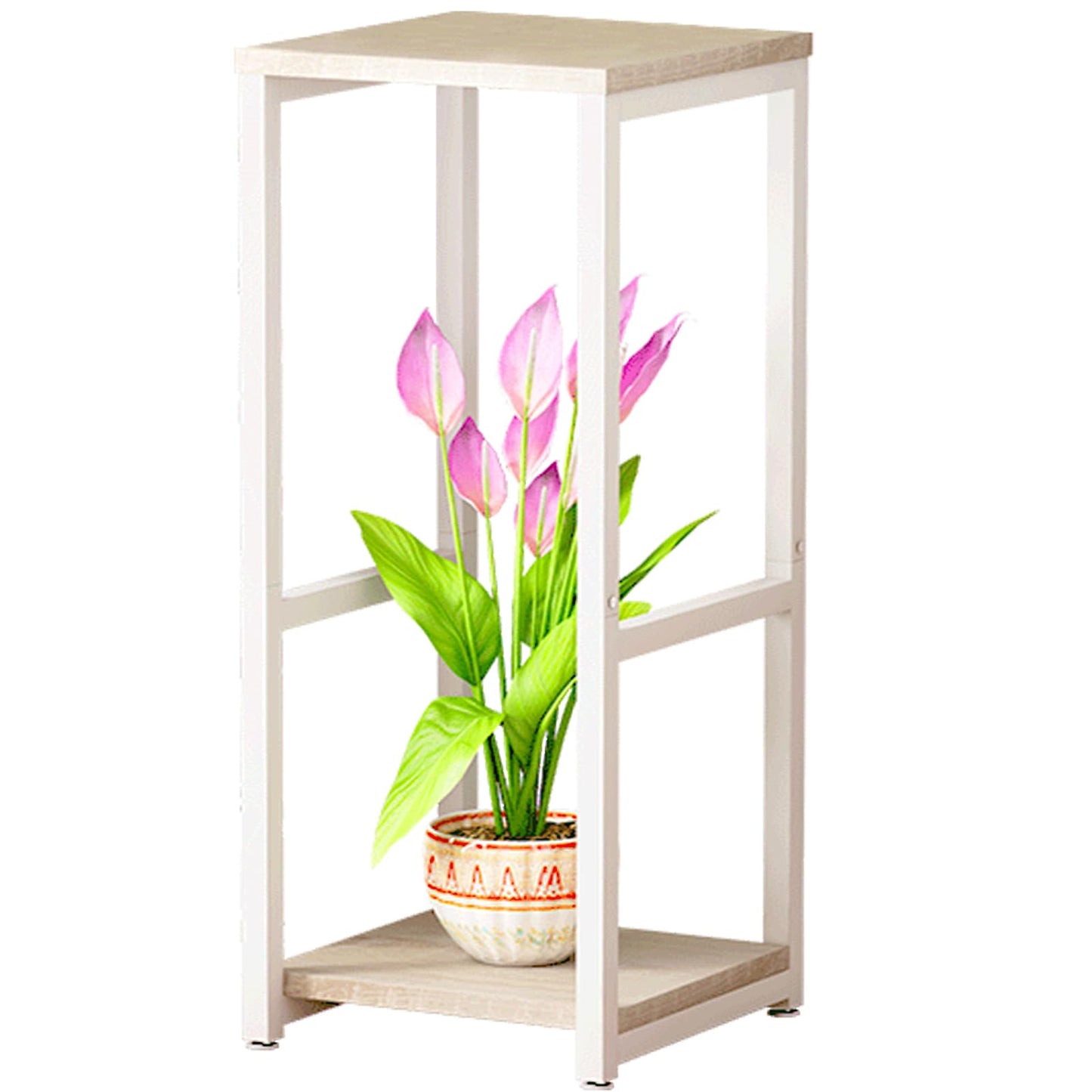 Linzinar Plant Stand Indoor Corner Tall 2 Tier Metal Modern Flower Storage Plant Shelf