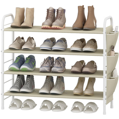Linzinar Shoe Rack Storage Organizer 4 Tier Free Standing Metal Shoe Shelf