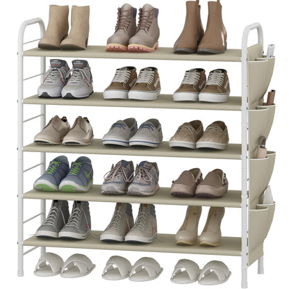 Linzinar Shoe Rack Storage Organizer 5 Tier Free Standing Metal Shoe Shelf