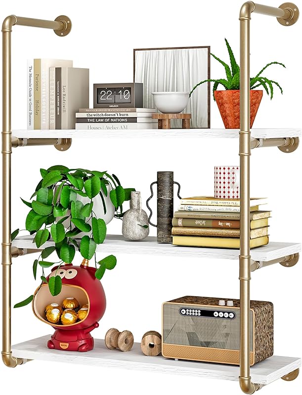 Linzinar 3 Tier Floating Shelves Wall Shelf Bathroom Shelving Mounted