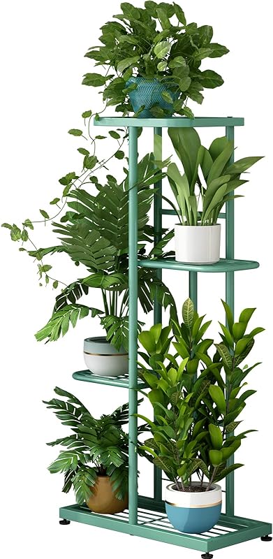 Linzinar Plant Stand 4 Tier 5 Potted Planter Rack Storage Organizer Flower Pot Holder Shelves