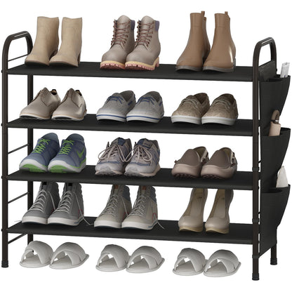 Linzinar Shoe Rack Storage Organizer 4 Tier Free Standing Metal Shoe Shelf