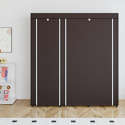 Linzinar 51 Inch Portable Wardrobe Closet Storage Organizer Metal Hanging Rack Non-Woven Fabric