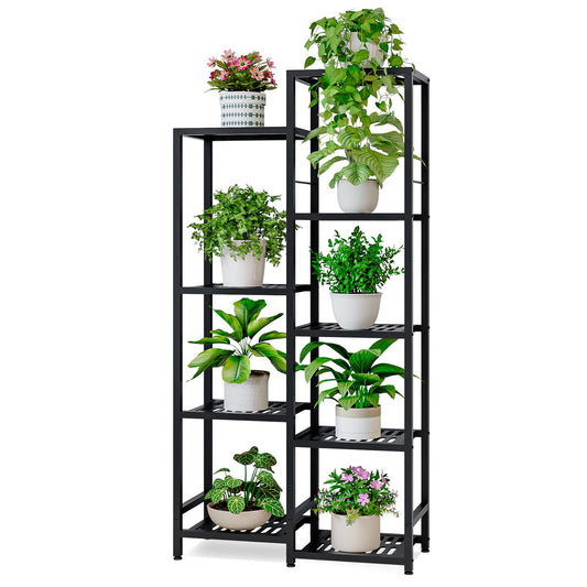 Linzinar 5 Tiers 9 Potted Plant Stand Indoor Outdoor Metal Plant Shelf