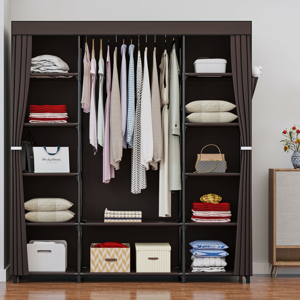 Linzinar 59 Inch Portable Closet Wardrobe Organizer Storage with Cover Non-Woben
