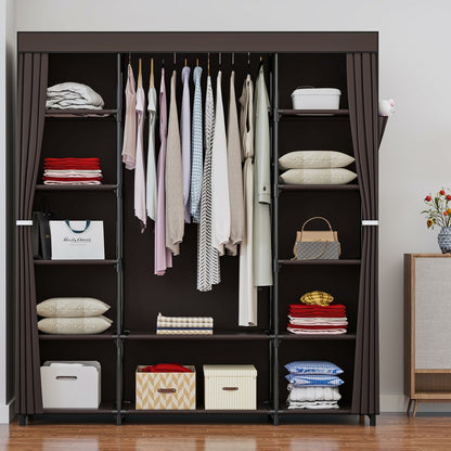 Linzinar 59 Inch Portable Closet Wardrobe Organizer Storage with Cover Non-Woben