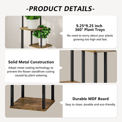 Linzinar Plant Stand 4 Tier 5 Potted Indoor Metal Corner Flower Shelf for Multiple Plants