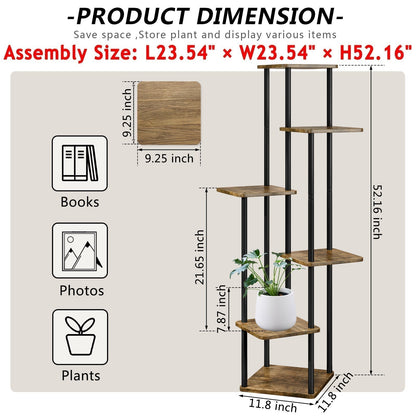 Linzinar Plant Stand 6 Tier 7 Potted Indoor Metal Corner Flower Shelf for Multiple Plants