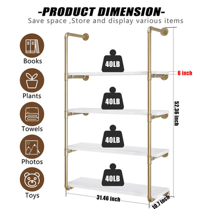 Linzinar 4 Tier Floating Shelves Wall Shelf Bathroom Shelving Mounted