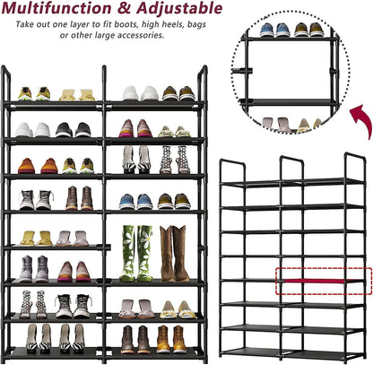Linzinar Shoe Rack Organizer 8 Tier Metal Tall Storage