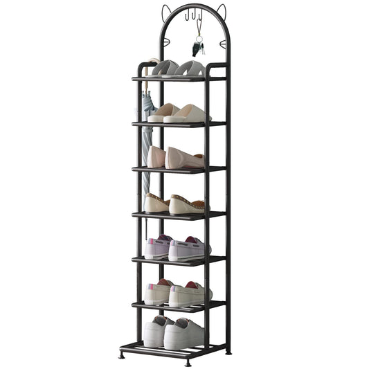 Linzinar Shoe Rack 7 Tier Vertical Storage Organizer Shelf Sturdy Metal Free Standing Shoe Tower