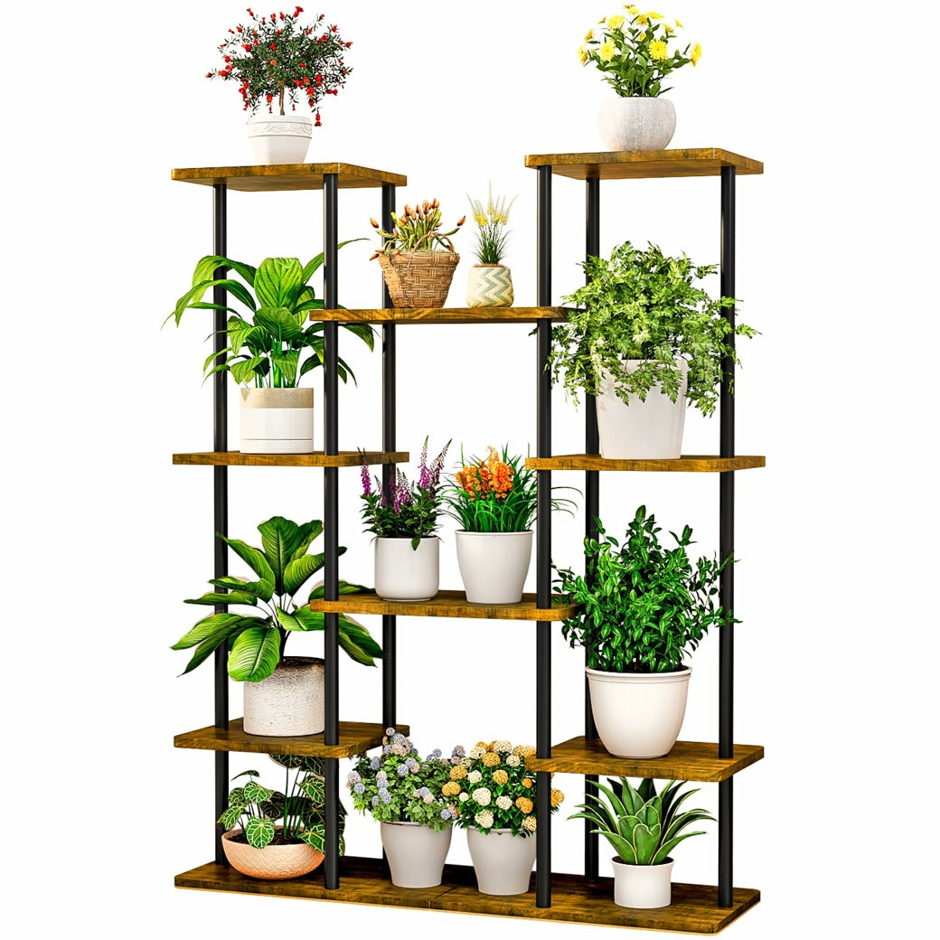 Linzinar Plant Stand Indoor Corner Tiered Metal Plant Organizer 6 Tier 14 Pot