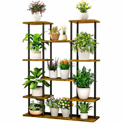 Linzinar Plant Stand Indoor Corner Tiered Metal Plant Organizer 6 Tier 14 Pot