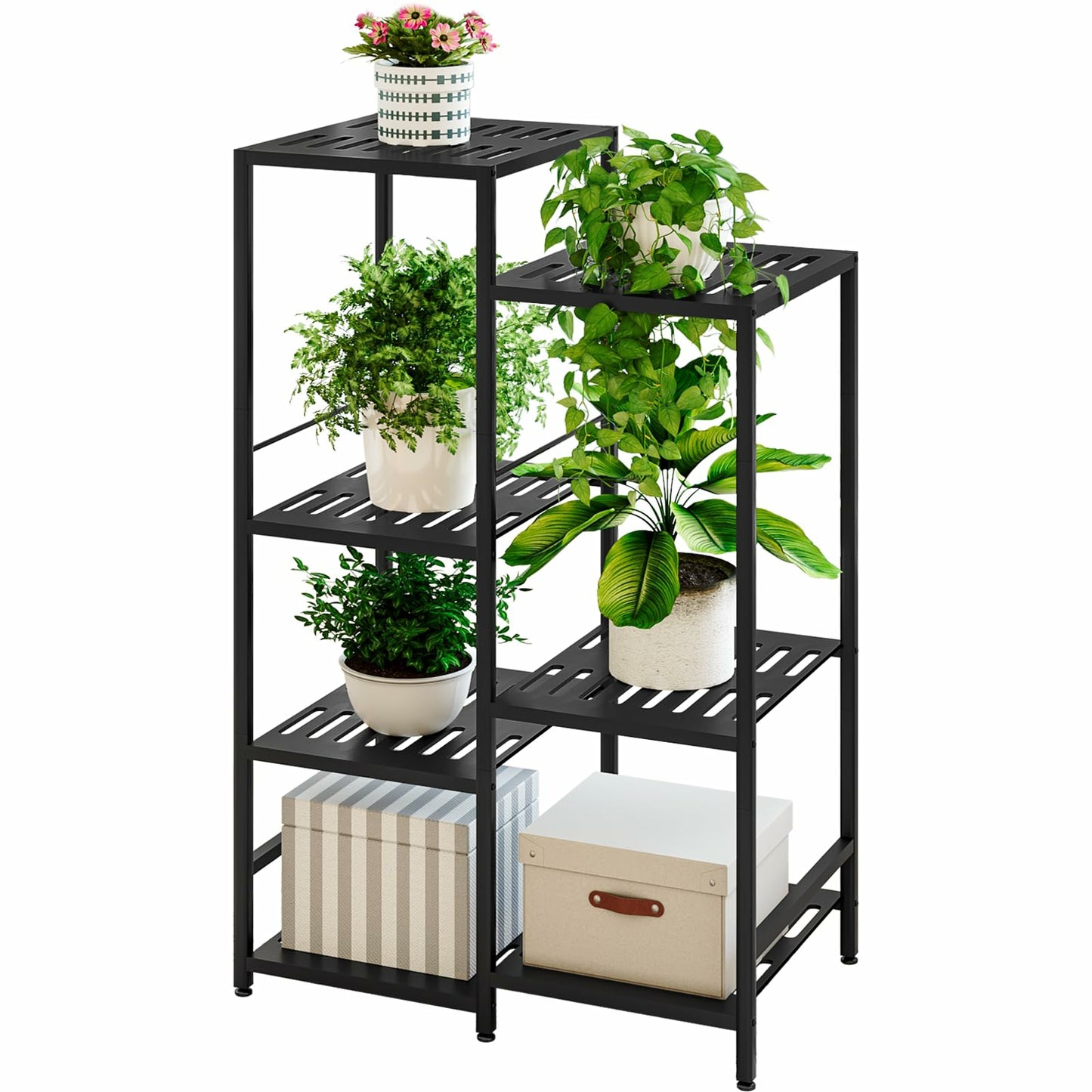 Linzinar 4 Tiers 7 Potted Plant Stand Indoor Outdoor Metal Plant Shelf