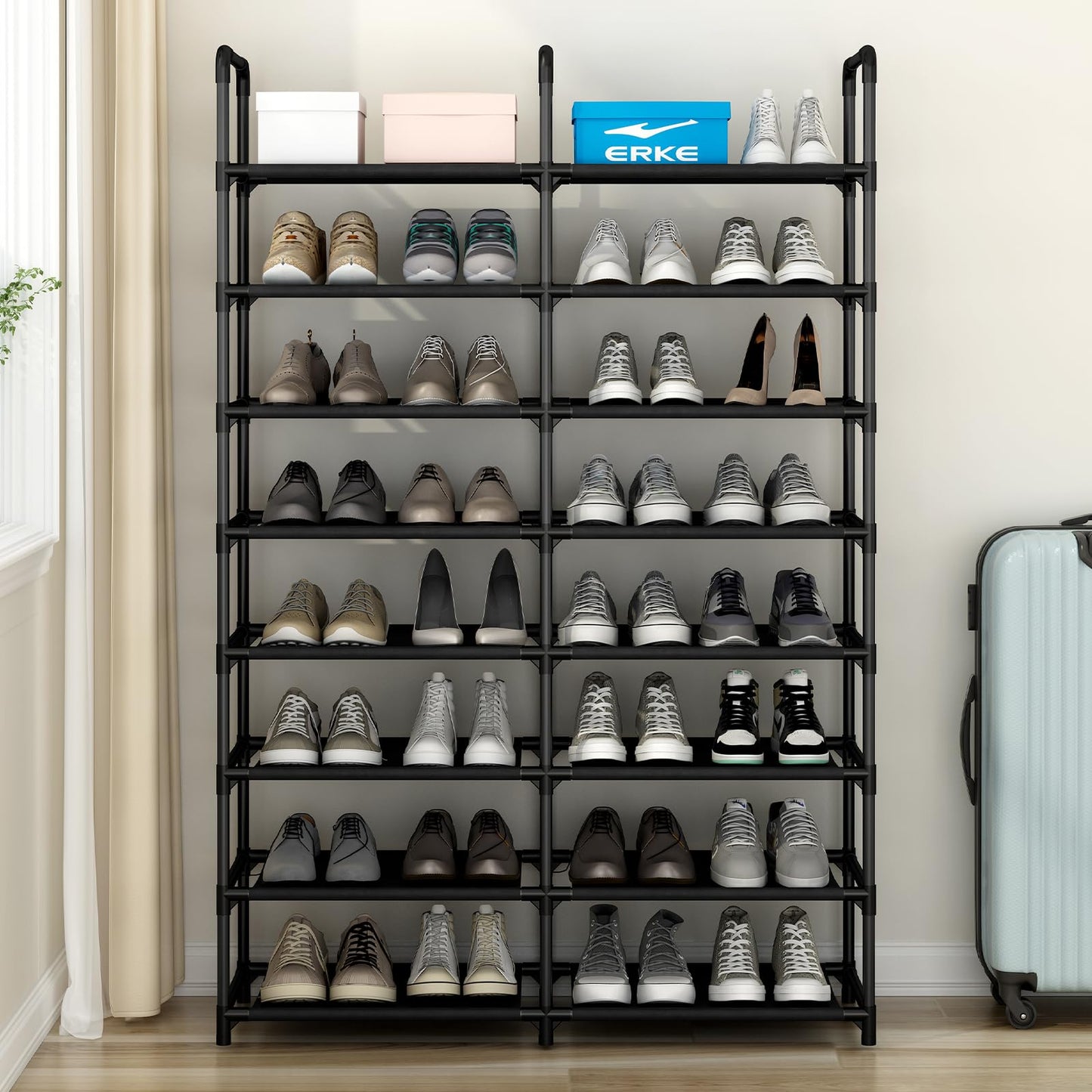 Linzinar Shoe Rack Organizer 8 Tier Metal Tall Storage