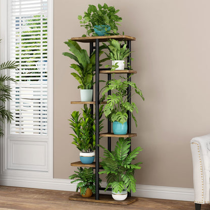 Linzinar  Plant Stand 6 Tier 7 Potted Indoor Plant Shelf Multiple Stands for Garden Corner Balcony Living Room
