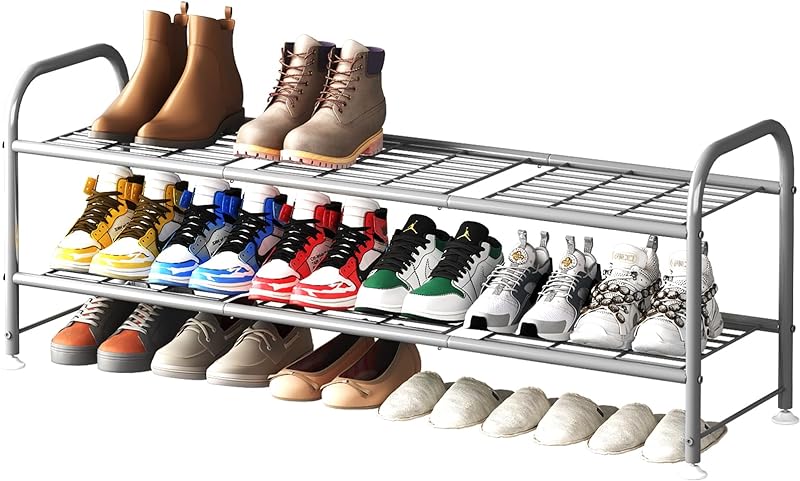 Linzinar Shoe Rack 3 Tier Storage Organizer for Closet Entryway Metal