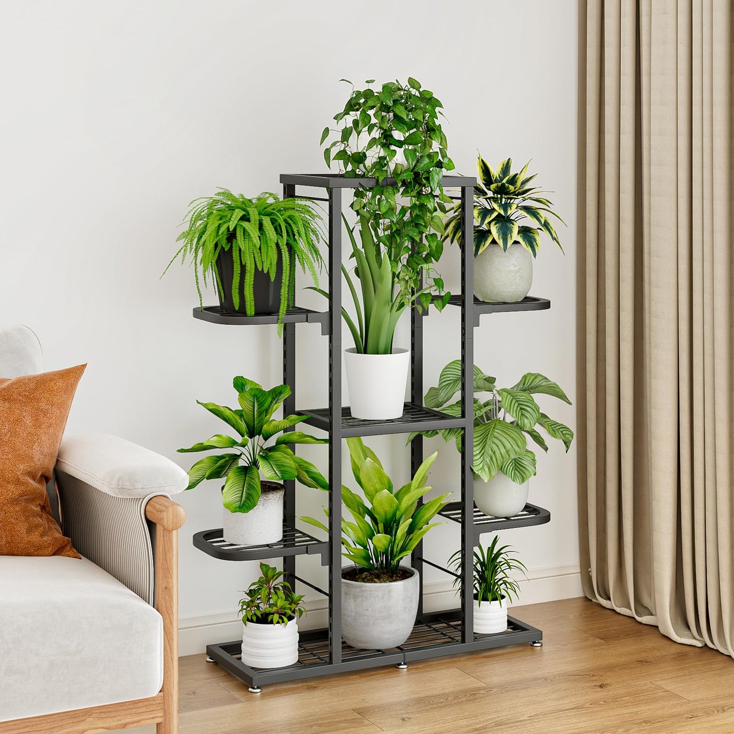 Linzinar Plant Stand 5 Tier 9 Potted Multiple Flower Pot Shelves