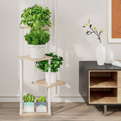 Linzinar Plant Stand 4 Tier 5 Potted Indoor Metal Corner Flower Shelf for Multiple Plants