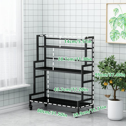 Linzinar Plant Stand Indoor 3 Tier Metal Stands Shelf With wheel for Window Garden Balcony Living Room