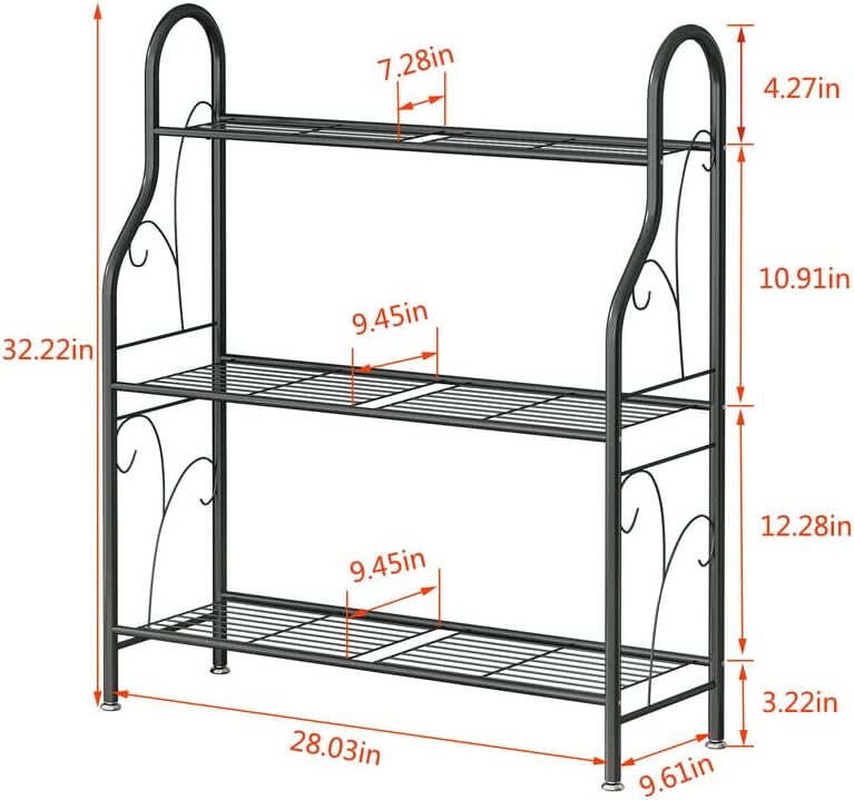 Linzinar 3 Tier Metal Plant Stand Indoor Outdoor Plant Stands Corner Plant Shelf