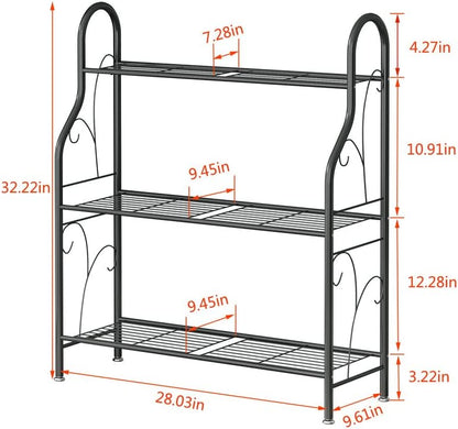 Linzinar 3 Tier Metal Plant Stand Indoor Outdoor Plant Stands Corner Plant Shelf
