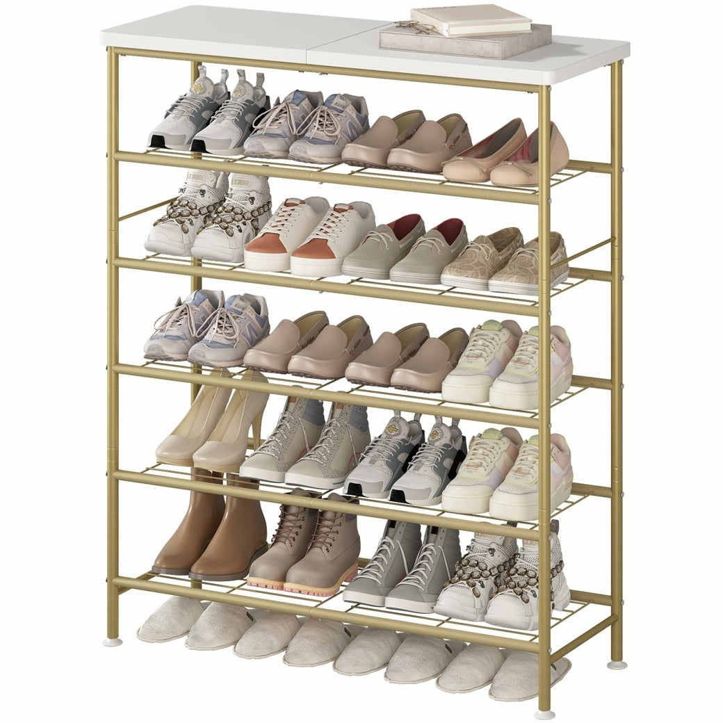 Linzinar Shoe Rack Organizer 6 Tier for Closet Entryway