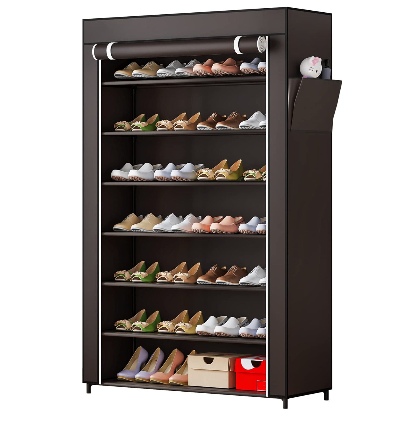 Linzinar 7-Tier Shoe Rack with Dustproof Cover Non-Woven Cabinet