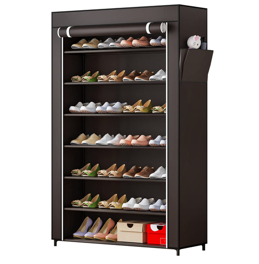 Linzinar 7-Tier Shoe Rack with Dustproof Cover Non-Woven Cabinet