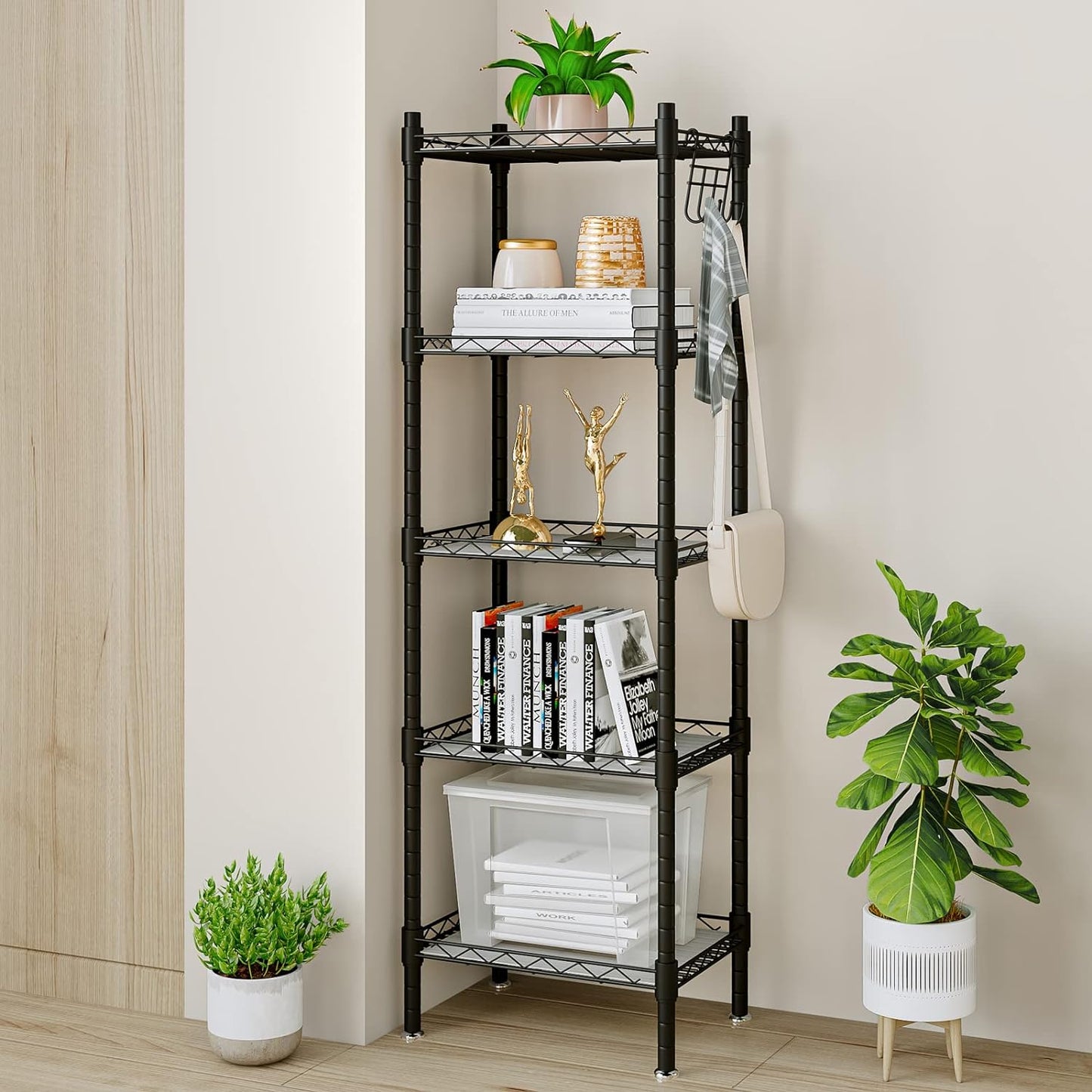 Linzinar 5 Wire Shelving Small Metal Storage Rack Adjustable Unit Shelves