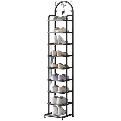 Linzinar Shoe Rack 9 Tier Vertical Storage Organizer Shelf Sturdy Metal Free Standing Shoe Tower