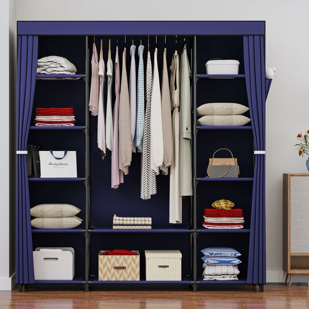 Linzinar 59 Inch Portable Closet Wardrobe Organizer Storage with Cover Non-Woben