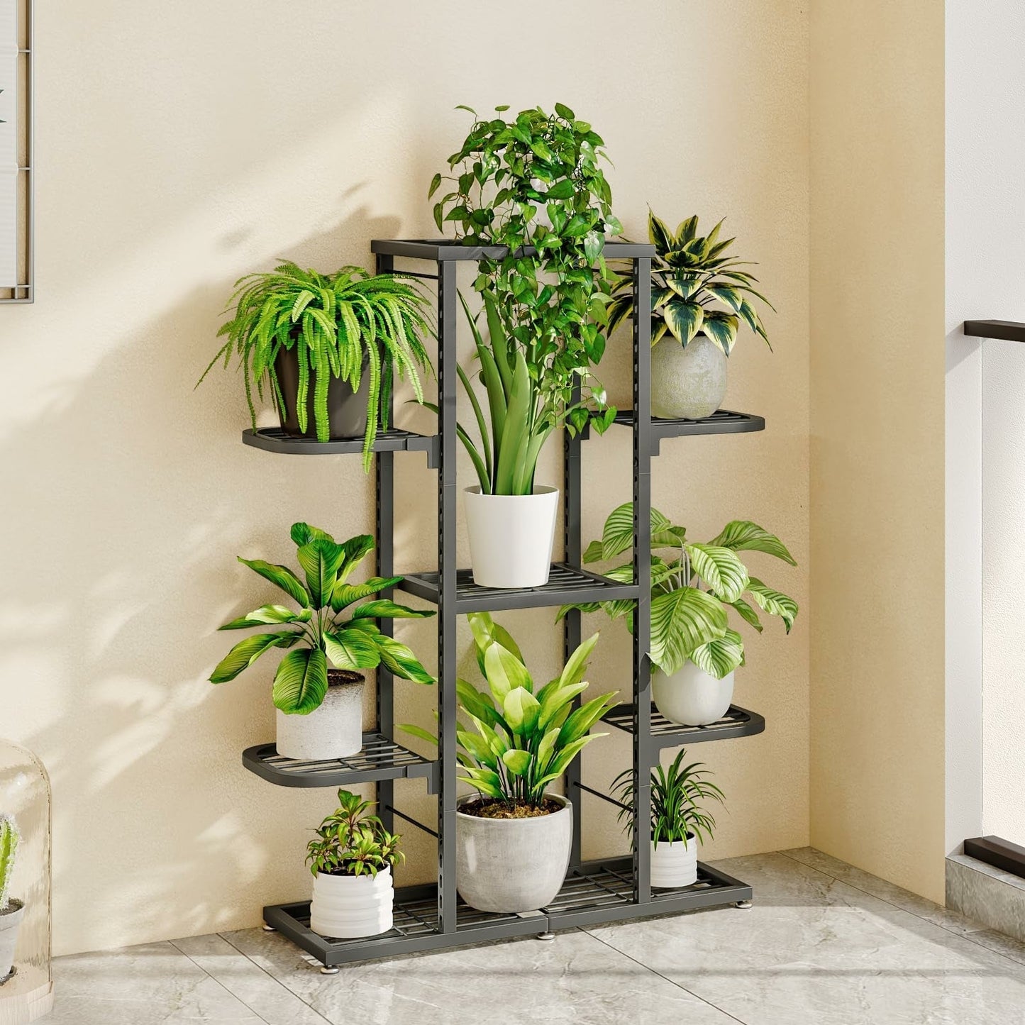 Linzinar Plant Stand 5 Tier 9 Potted Multiple Flower Pot Shelves