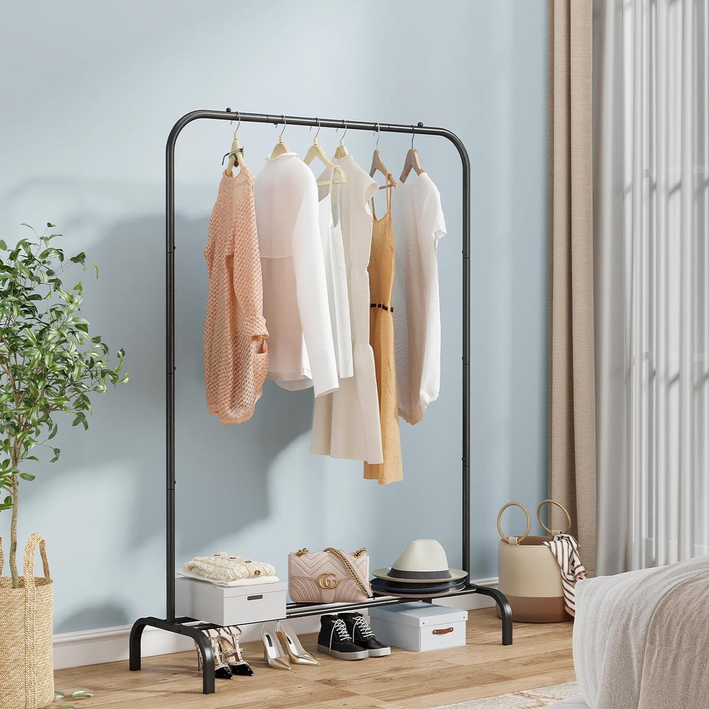Linzinar Clothes Rack Clothing Rack Drying Hanging Garment Rack
