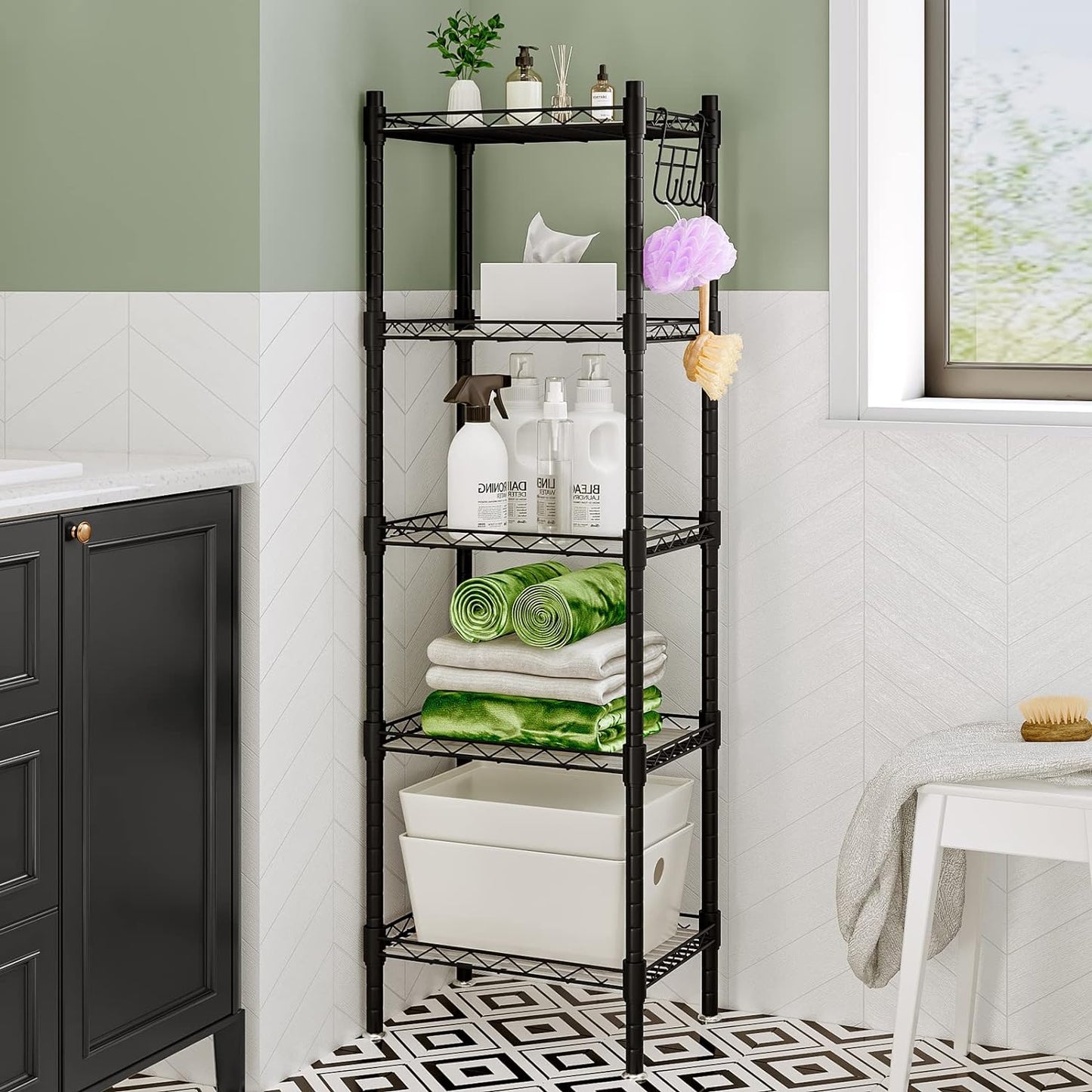 Linzinar 5 Wire Shelving Small Metal Storage Rack Adjustable Unit Shelves