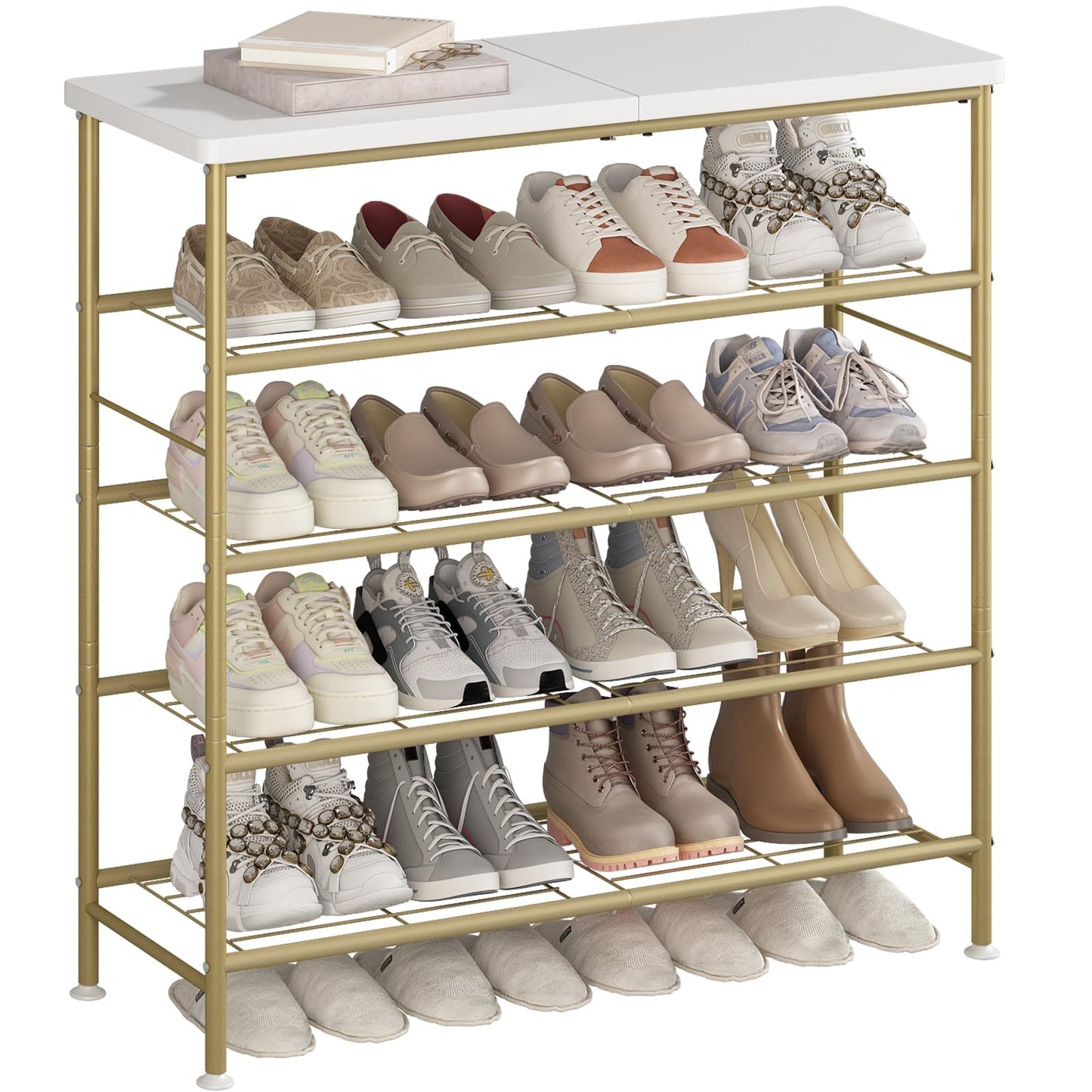 Linzinar Shoe Rack Organizer 5 Tier for Closet Entryway